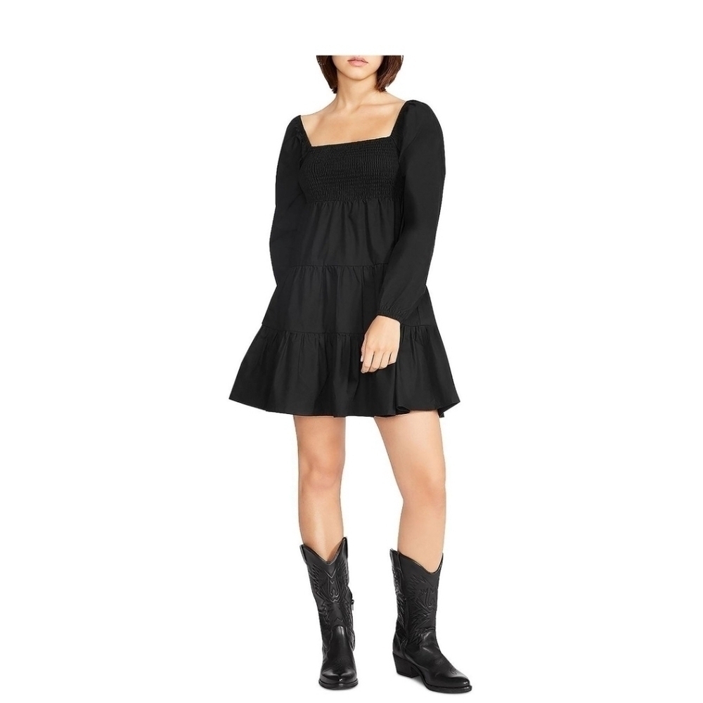 Steve Madden 'Daniella' Smocked Black Dress